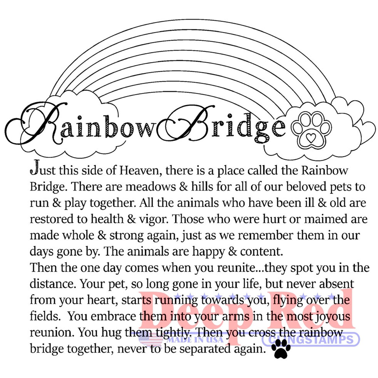 Deep Red Stamps Rainbow Bridge Rubber Cling Stamp 3.2 x 3 inches